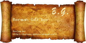 Berman Gábor névjegykártya